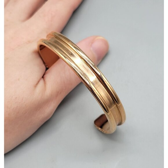 Rose Gold Signed Bangle Cuff Bracelet B1A - Picture 6 of 9
